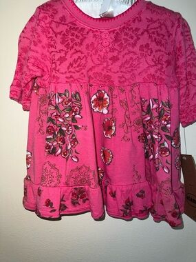 Kids Vintage Pink Floral Babydoll Top or Dress by Stamp 6M